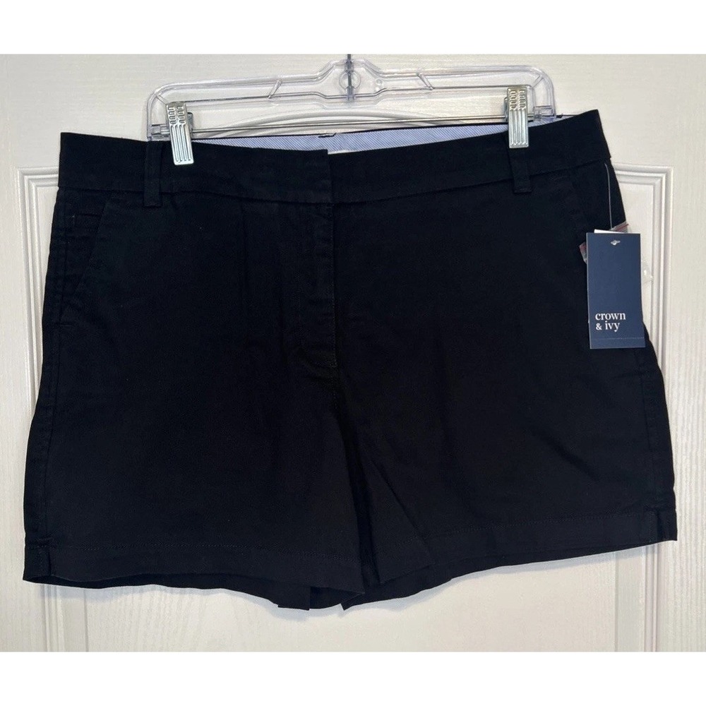 Crown & Ivy Black Caroline Chino Shorts Women's Size 14 Inseam 5" NEW
